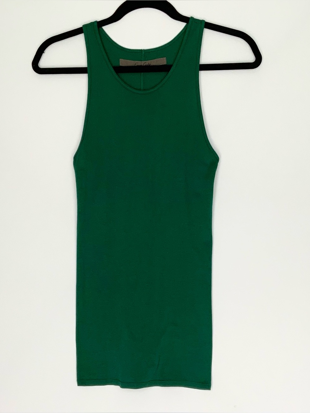 Enza Costa Green 100% Pima Cotton Knit Race Back Scoop Neck Tank Top S